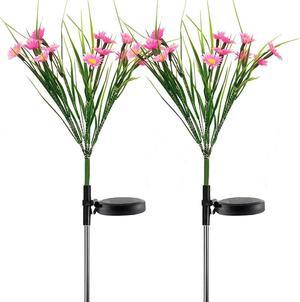 2Pcs Solar Garden Lights LED Flower Stake Lamp Outdoor Yard Waterproof Patio Decor