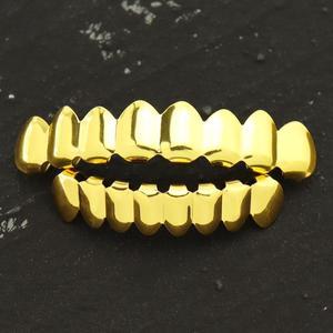 18K Copper Gold Plated HipHop Teeth Top & Bottom Grillz Teeth Set