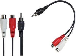 2 Pcs RCA Male to 2 RCA Female Audio Speaker Adapter Y Splitter Cable