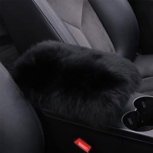 Acaigel Warm Winter Faux Fur Auto Center Console Cover Black Armrest PadsUniversal Fit
