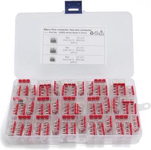 Acaigel 60Pcs 3 Holes 221-413 Wire Connector Mini Fast Wiring Push-in Terminal Block Set