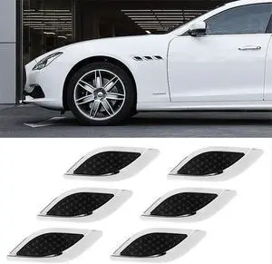 Paiying 6Pcs Vivid Chrome Metal Car Fender Hood Air Vent Trim Shark Gill Intake Sticker