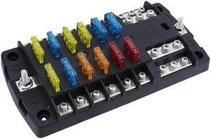 Furulu 100A 32V 12 Way Blade Fuse Block Fuse Box For Car Truck Boat Marine