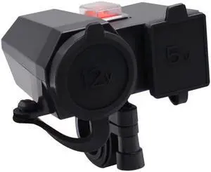 Paiying 12V Blue LED Motorcycles Dual USB Power Port Charger Digital Voltmeter Universal