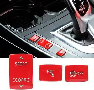 Acaigel 3Pcs Red Gear Shift Button Cover Trim For 2013-2019 3Series F30 F31 F34(Gt) F35