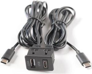 Acaigel Car Dual Type-C To Usb+Type-C Port Panel Interface Extension Cable Adapter Panel