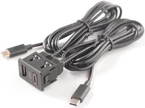 FYUU Car Dual Type-C To Usb+Type-C Port Panel Interface Extension Cable Adapter Panel