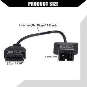 Acaigel 6 Pin Obd To 16Pin Obd2 Check Engine Adapter Cable Code Reader For Chrysler Jeep