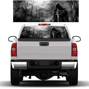 Acaigel 22" X 65" Rear Window Graphic Decal Grim Reaper Black Forest Rear Window Sticker