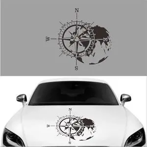 Acaigel Hood car sticker compass totem Black Car Door Compass Decal Auto Vinyl Bonnet Sticker  for Car Truck Camper Rv