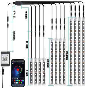 Acaigel 12pcs Motorcycle RGB APP Music Control Led Light Kit Waterproof Atmosphere Lights