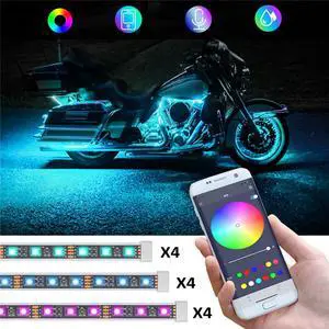 Paiying 12pcs Motorcycle RGB APP Music Control Led Light Kit Waterproof Atmosphere Lights