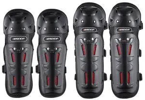 Acaigel 4 Pcs Breathable Adult Motorcycle Riding Kneepad Elbow Shin Armor Tough PE Shell