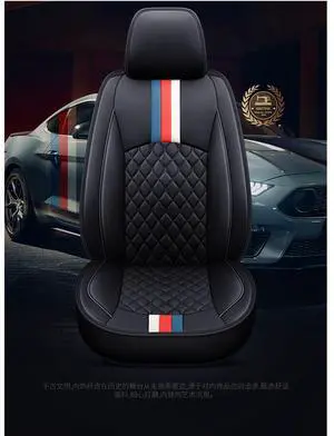 Paiying Black PU Leather Full Set Car Seat Cover Cushion Protector Pad  US Ship
