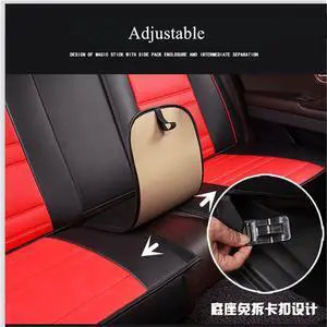 Paiying Full Set Auto Car Seat Covers 5-Seats Accessories Black + Red Leather
