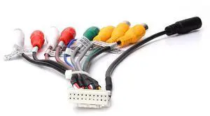 Acaigel 20Pin Car Stereo Radio RCA Output Plug Wire Aux IN Adapter Cable MIC Video Audio