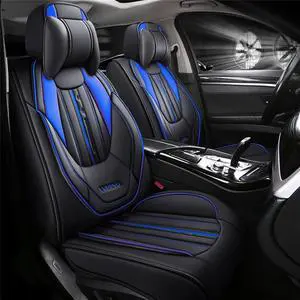 Acaigel Black & Blue Leather Car Seat Cover Pad Interior Front+Rear Cushion for BMW Jeep Acaigel Black & Blue Leather Car Seat Cover Pad Interior Front+Rear Cushion for BMW Jeep