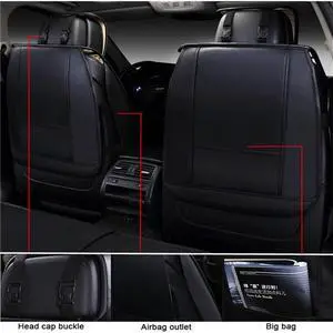 Paiying Primium Car Seat Cover Pillow Full Set Black PU Leather Cushion White Thread Pad Paiying Primium Car Seat Cover Pillow Full Set Black PU Leather Cushion White Thread Pad