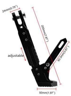 Paiying Adjustable Black CNC Scooter Moped Bike Side Kick Stand Leg 165mm-235mm USA Ship