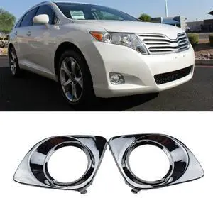 Acaigel Left & Right Front Bumper Fog Light Trim Chrome Fits For Toyota Venza 2009-2012