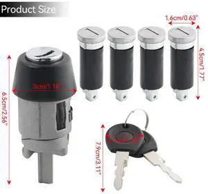 Acaigel 701837205 Ignition Switch And Door Lock Barrel Set With 2 Keys For Vw