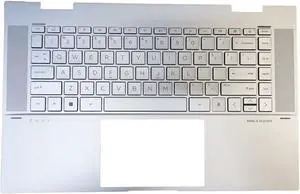 Silver Palmrest Cover Backlit Top Case Keyboard M45474-001 For 15m-es 15-es