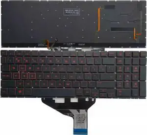 for Omen 15-dc US Layout Keyboard Red Backlit Laptop Replacement