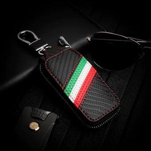 2021 Carbon Fiber Leather Car Key Case Italian Flag Key Cover