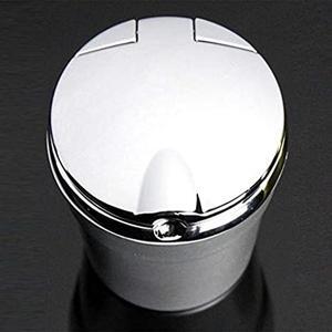 GOPUAMO Auto Car Ashtray, Easy Clean Up Detachable Stainless Car Ashtray with Lid Blue Led Light and Removable Lighter for Most Car Cup Holder (Silver)