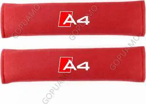 GOPUAMO Car Seat Belt Cover for Audi A4 - Shock-Absorbing, Anti-Slip, and Soft Shoulder Protection, Prevents Clothing Pilling Red