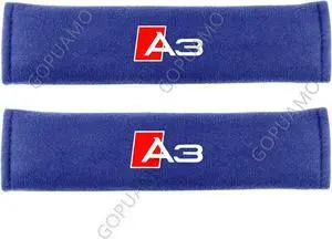 GOPUAMO Car Seatbelt Shoulder Strap Protector Pads shoulder for Audi A3 - Shock-Absorbing, Anti-Slip, and Soft Shoulder Protection, Prevents Clothing Pilling Blue