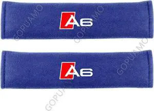 GOPUAMO Car Seat Belt Shoulder Strap Pad for Audi A6 - Shock-Absorbing, Anti-Slip, and Prevents Clothing Pilling, Soft Shoulder Protection Blue