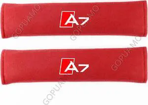 GOPUAMO Car Safety Belt Shoulder Pad Cushion Protector cover for Audi A7 - Shock-Absorbing, Anti-Slip, and Soft Shoulder Protection, Prevents Clothing Pilling Red