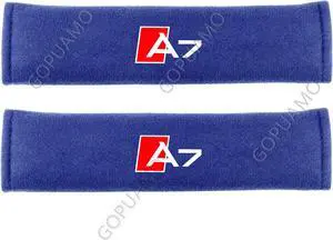 GOPUAMO Car Safety Belt Shoulder Pad Cushion Protector cover for Audi A7 - Shock-Absorbing, Anti-Slip, and Soft Shoulder Protection, Prevents Clothing Pilling Blue