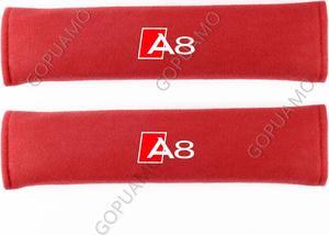 GOPUAMO Car Seatbelt Shoulder Protector for Audi A8 - Shock-Absorbing, Anti-Slip, and Soft Shoulder Protection, Prevents Clothing Pilling Red
