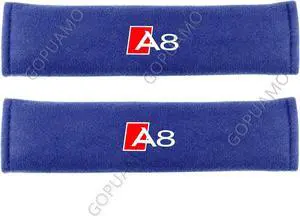 GOPUAMO Car Seatbelt Shoulder Protector for Audi A8 - Shock-Absorbing, Anti-Slip, and Soft Shoulder Protection, Prevents Clothing Pilling Blue