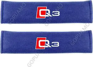 GOPUAMO Safety Belt Shoulder Pad Cushion Protector for Audi Q3 - Shock-Absorbing, Anti-Slip, and Prevents Clothing Pilling, Soft Shoulder Protection Blue