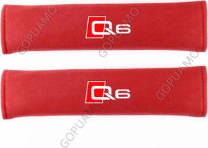 GOPUAMO Car Styling Seat Belt Cover for Audi Q6 - 2 Piece,Shock-Absorbing, Anti-Slip, and Prevents Clothing Pilling, Soft Shoulder Protection Red