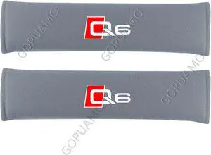 GOPUAMO Car Styling Seat Belt Cover for Audi Q6 - 2 Piece,Shock-Absorbing, Anti-Slip, and Prevents Clothing Pilling, Soft Shoulder Protection Gray