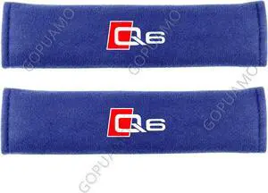 GOPUAMO Car Styling Seat Belt Cover for Audi Q6 - 2 Piece,Shock-Absorbing, Anti-Slip, and Prevents Clothing Pilling, Soft Shoulder Protection Blue