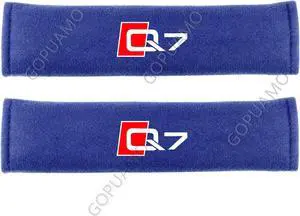 GOPUAMO Comfort strap shoulder protector for car seat belts for Audi Q7 - Shock-Absorbing, Anti-Slip, and Soft Shoulder Protection, Prevents Clothing Pilling Blue