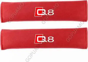 GOPUAMO Car Seat Belt Padding Pad for Audi Q8 - 2 Piece,Shock-Absorbing, Anti-Slip, and Prevents Clothing Pilling,Soft Shoulder Protection,Protection Red