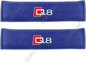 GOPUAMO Car Seat Belt Padding Pad for Audi Q8 - 2 Piece,Shock-Absorbing, Anti-Slip, and Prevents Clothing Pilling,Soft Shoulder Protection,Protection Blue