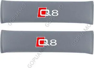 GOPUAMO Car Seat Belt Padding Pad for Audi Q8 - 2 Piece,Shock-Absorbing, Anti-Slip, and Prevents Clothing Pilling,Soft Shoulder Protection,Protection Gray