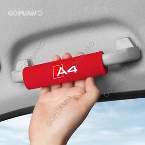 GOPUAMO Car Roof Armrest Soft Velvet Cloth Covers for Audi A4 - Left Right door 2 Piece Covers, Soft & Comfortable, Anti-Slip, Durable Red