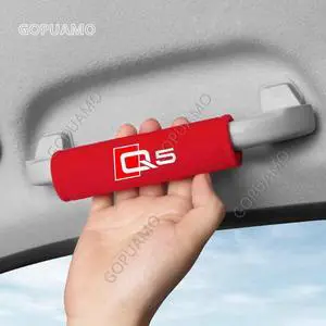 GOPUAMO Suede Car Roof Armrest Gloves Protect for Audi Q5 - Left Right door 2 Piece Covers, Soft & Comfortable, Anti-Slip, Durable Red