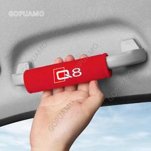 GOPUAMO Car Roof Handle Gloves Protection for Audi Q8 - Left Right door 2 Piece Covers, Soft & Comfortable, Anti-Slip, Durable Red