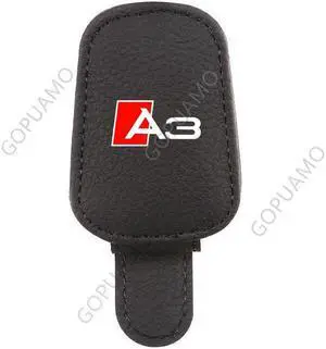 GOPUAMO Car Sun Visor Glasses Clip for Audi A3 - High-Quality Leather, Wear-Resistant & Durable, Magnetic Attraction, Multi-Position Installation, Back Clip Type - Single Pack