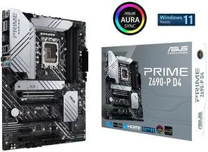ASUS Prime Z690-P D4 LGA 1700 (Intel 12th Gen) ATX Motherboard (PCIe 5.0,DDR4,14+1 Power Stages, 3X M.2,2.5Gb LAN,V-M.2 e-Key,Front Panel USB 3.2 Gen 1 USB Type-C,Thunderbolt 4 Support, Arua Sync)