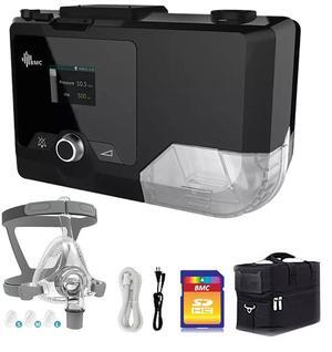 BMC Auto CPAP Device Automatic Autoset With CPAP Full Face Mask For Facial Nose Mouth Breathing Adults Sleeping Apnea Anti-Snoring Home Travelling
